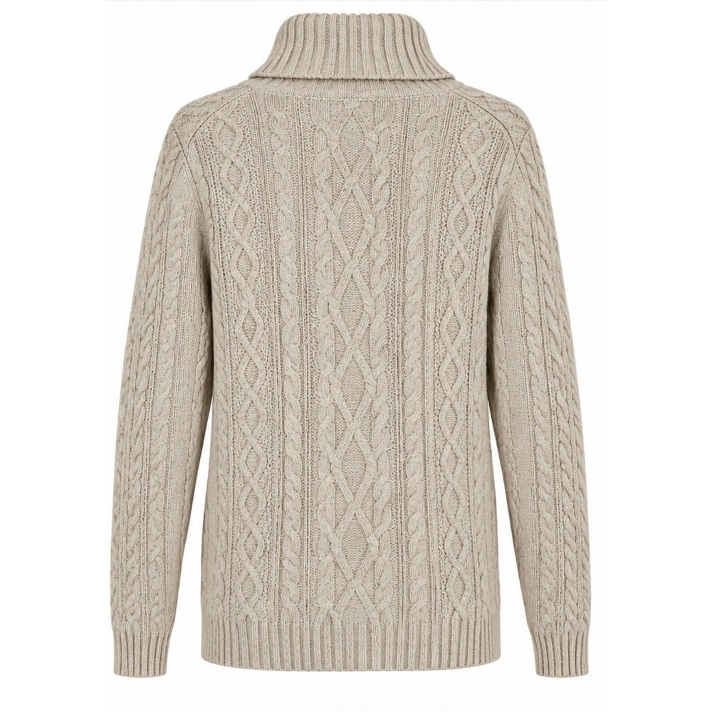 Croft & Barrow Cable Knit Turtleneck Sweater Women Large Beige 100% Cotton - Picture 2 of 12